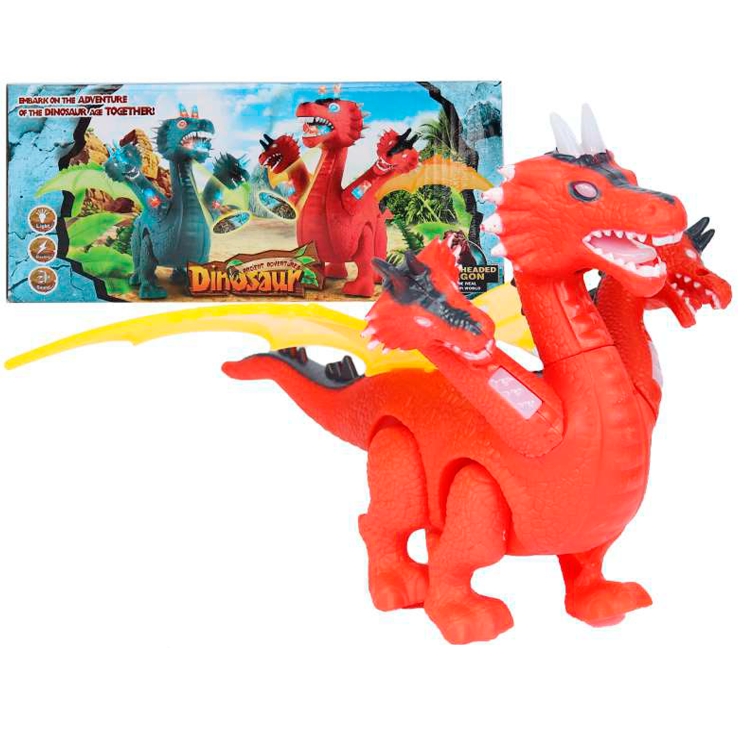  Dinosaurio Dragón tres Cabezas Luces y Sonidos Proyecta Imagen 1