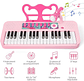 Piano musical rosa niños pequeños con micrófono y taburete - Miniatura 5
