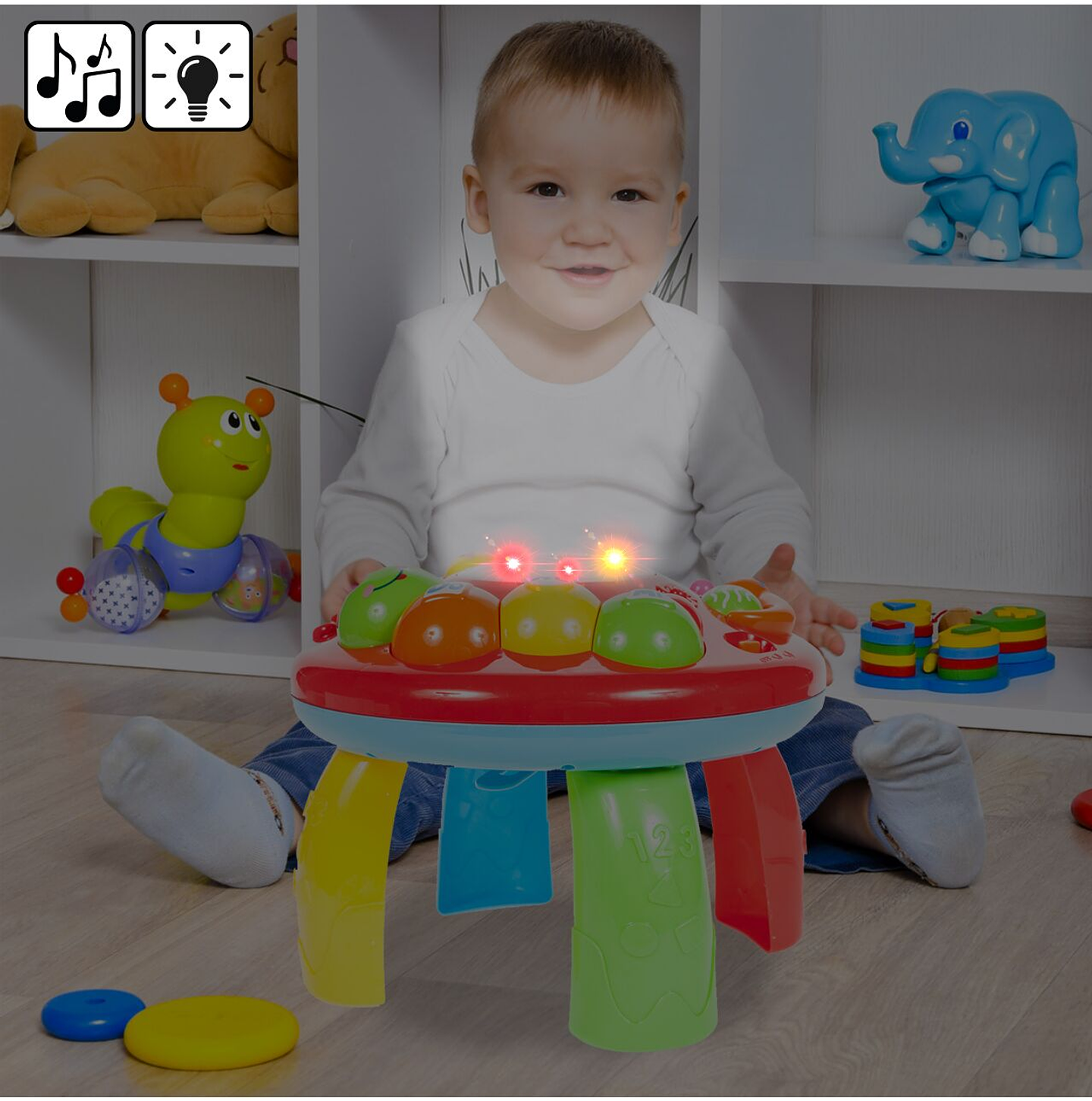 Mesa musical educativa interactiva 2en1 tambor mariposa 3