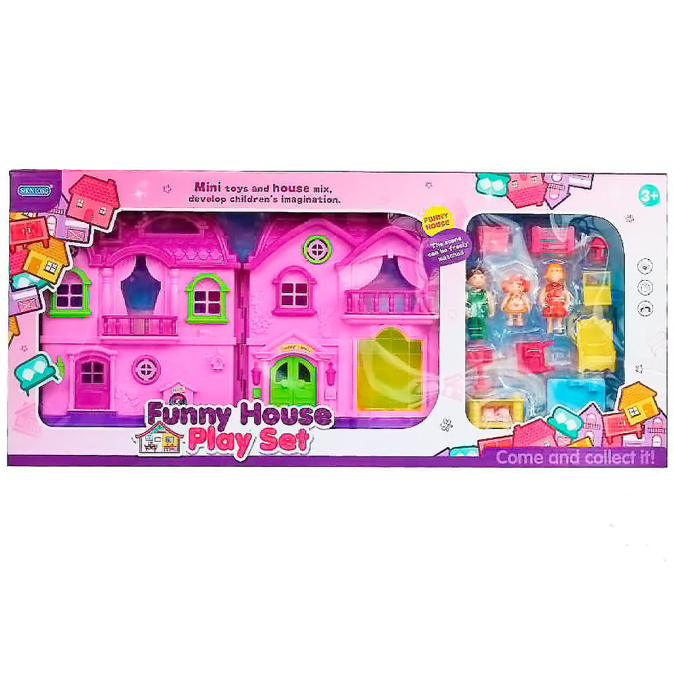 Casa de muñecas Funny House con Muebles y Figuras. 1