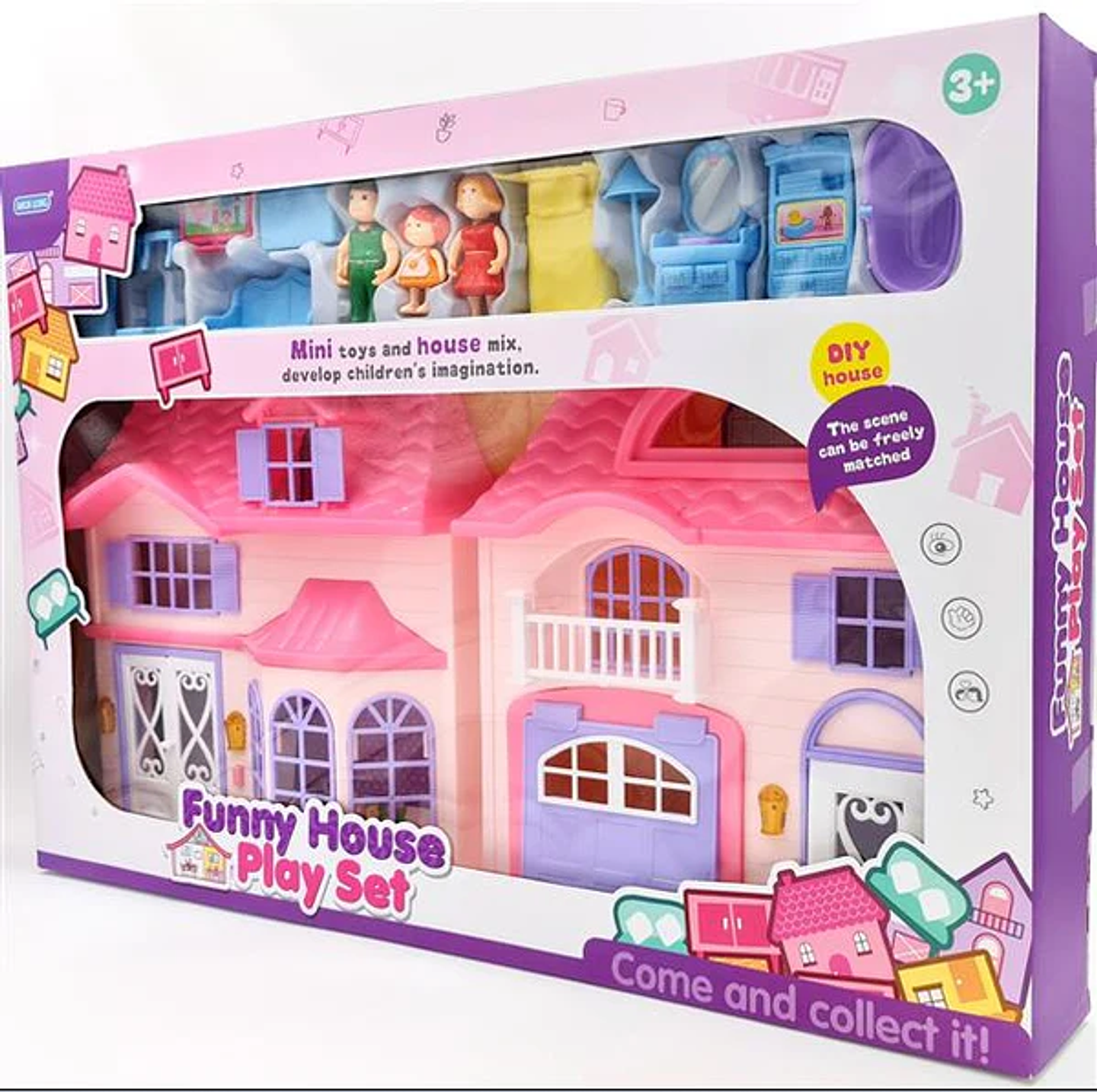 Casa de muñecas Funny House con Muebles y Figuras. 2