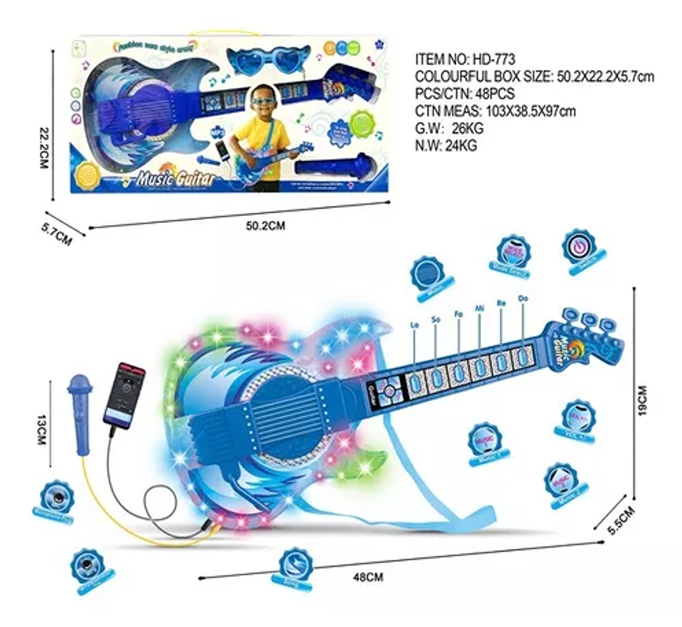 Guitarra de Juguete Infantil Music Niño 3