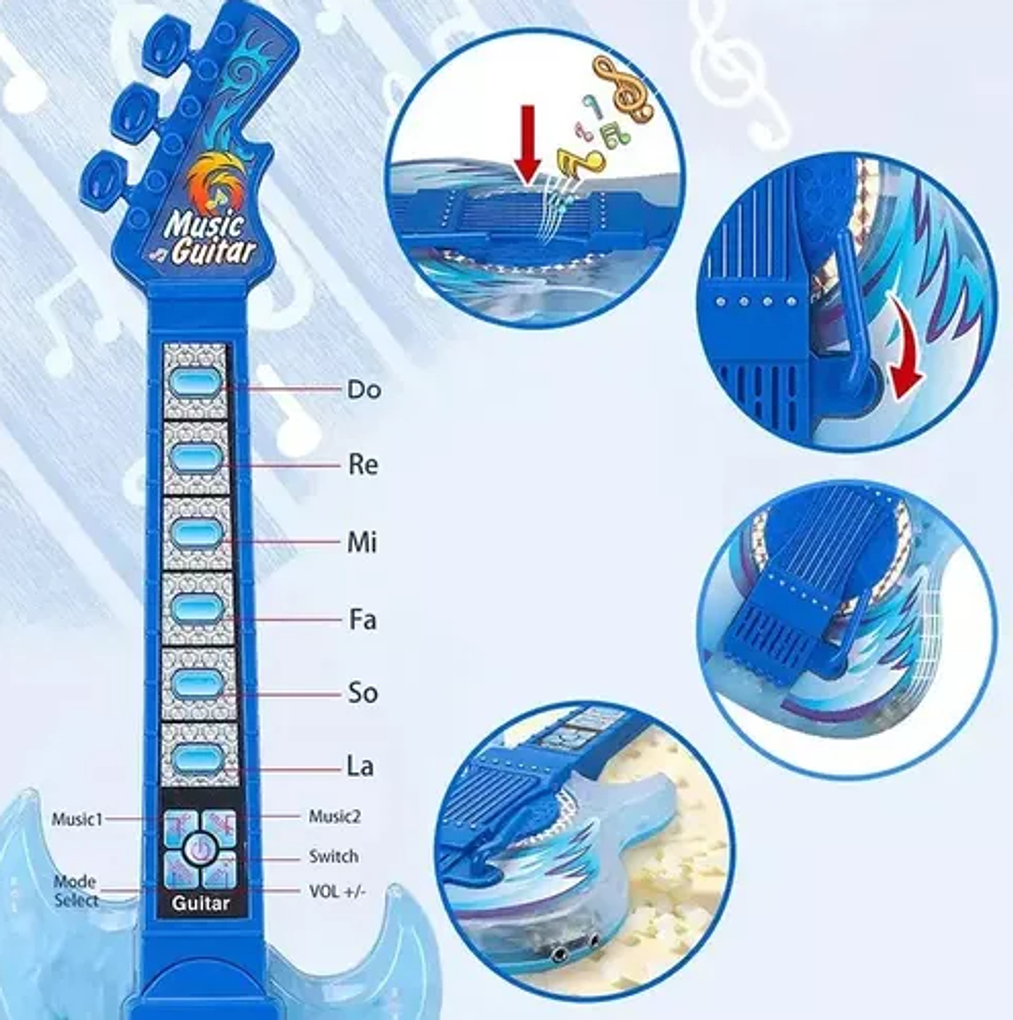 Guitarra Electrica con Microfono doble para Niños 4