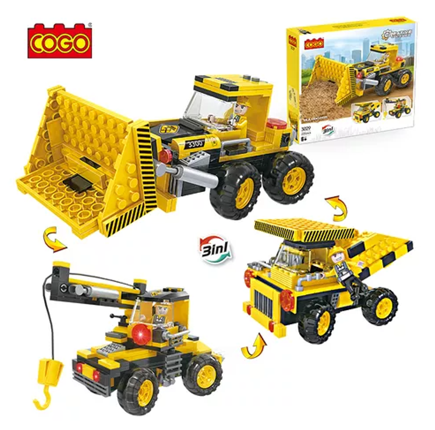 Bloques de Construcción Retroexcavadora Grúa Volqueta de Combate Armable 220 Piezas 2