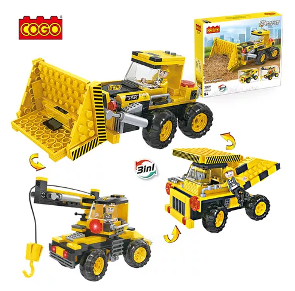 Bloques de Construcción Retroexcavadora Grúa Volqueta de Combate Armable 220 Piezas 2
