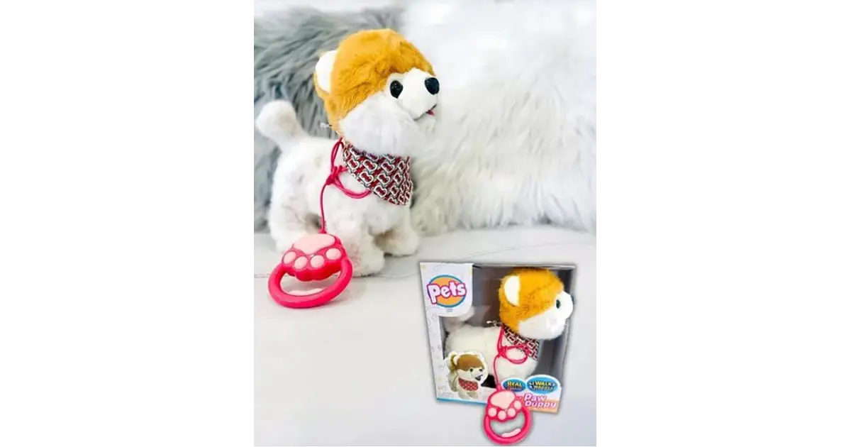 WorWoder Juguete para perros con correa de control remoto, juguete electrónico para niños de 3, 4, 5, 6 años, el mejor regalo (peluche blanco
