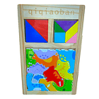 Tangram De Madera 3 En 1 Dinosaurios Puzzle Tabla  1
