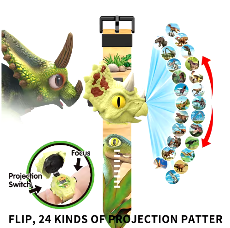 Juguete Electrónico De Reloj De Proyección Dino 24 Patrones 2