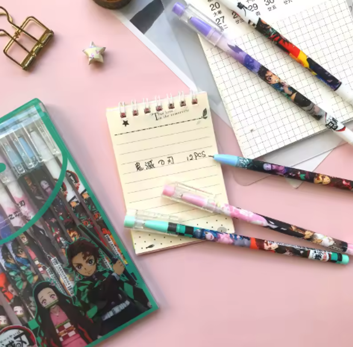 Demon Slayer Juego de 12 bolígrafos Kimetsu No Yaiba 1