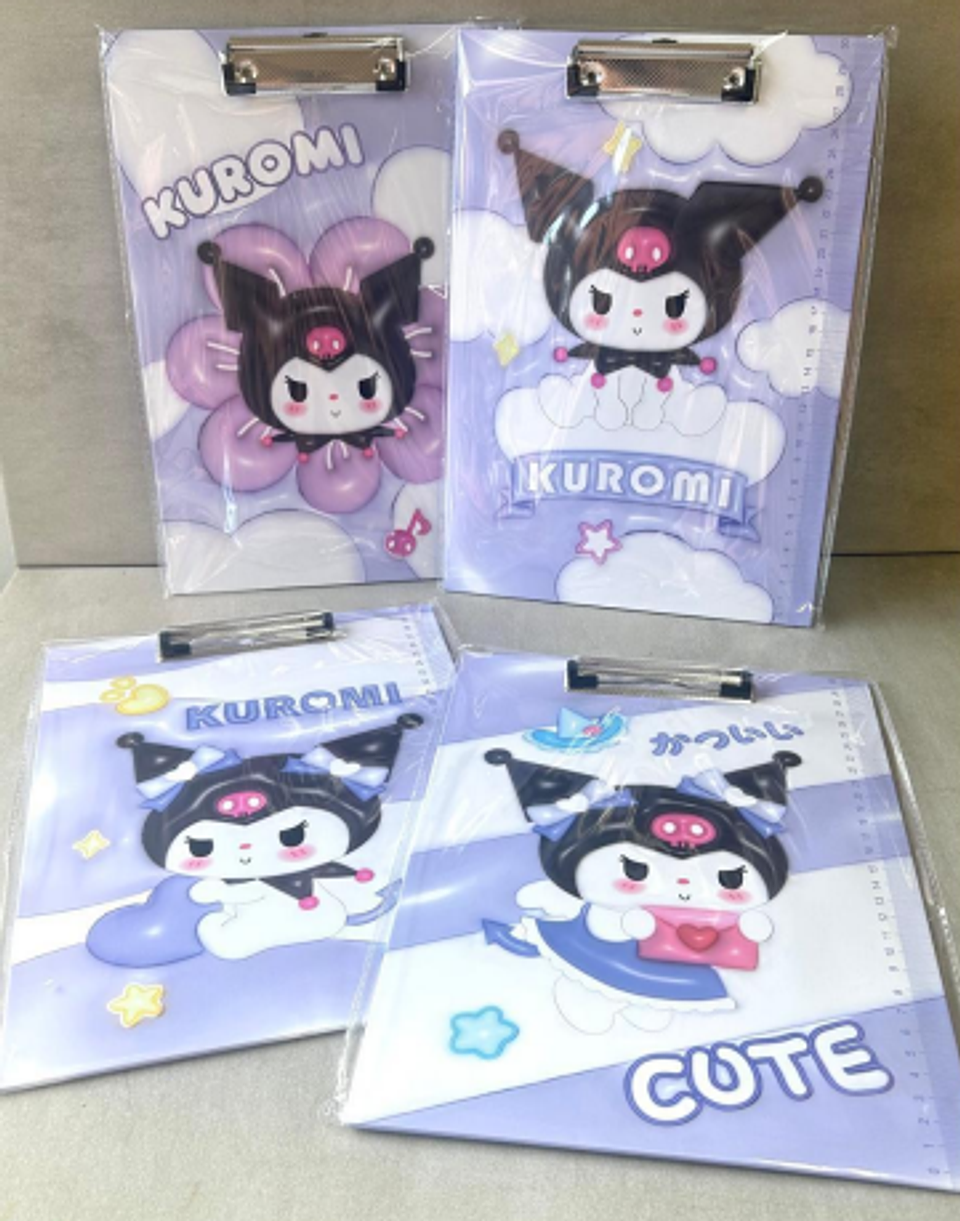 Tabla De Apoyo Legajadora Kuromi  Cromada A4 5