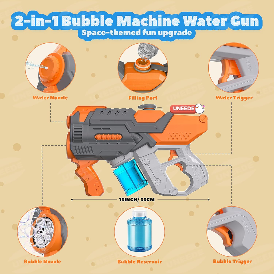 Pistola Lanzador de Agua y Burbujas 4