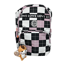 Morral con Peluche Ardilla Bolso Cuadros Rosados 1