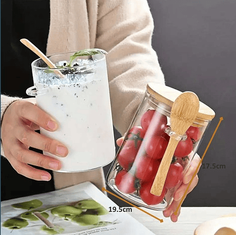 RECIPIENTE VIDRIO BAMBOO CUCHARA