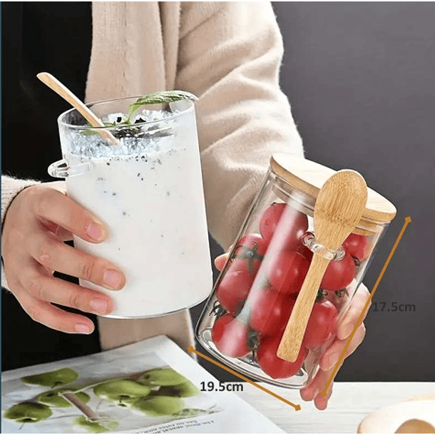 RECIPIENTE VIDRIO BAMBOO CUCHARA 