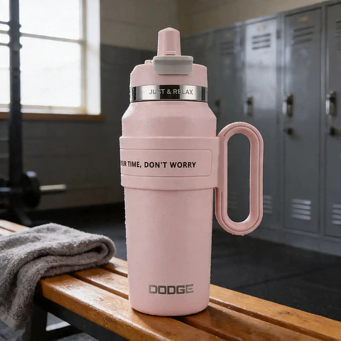 TERMO DODGE SPORT - EDICIÓN ROSE PASTEL CON ASA Y MOTIVACIÓN