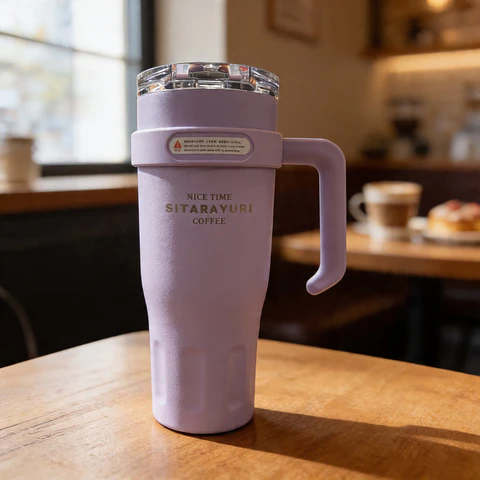 TERMO TIPO TUMBLER CON ASA - EDICIÓN SITARAYURI LILA MATE