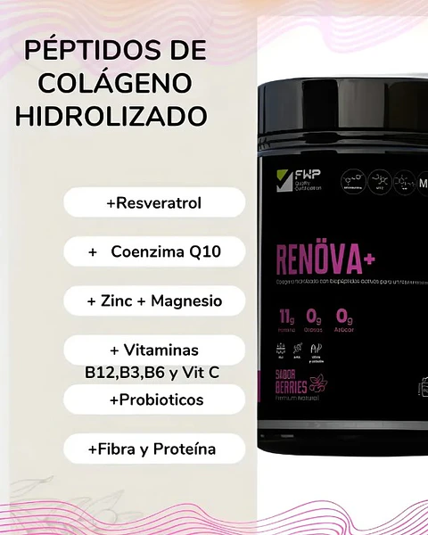 COLAGENO RENOVA ORIGINAL FWP Q10 RESVERATROL ZINC, MAGNASIO