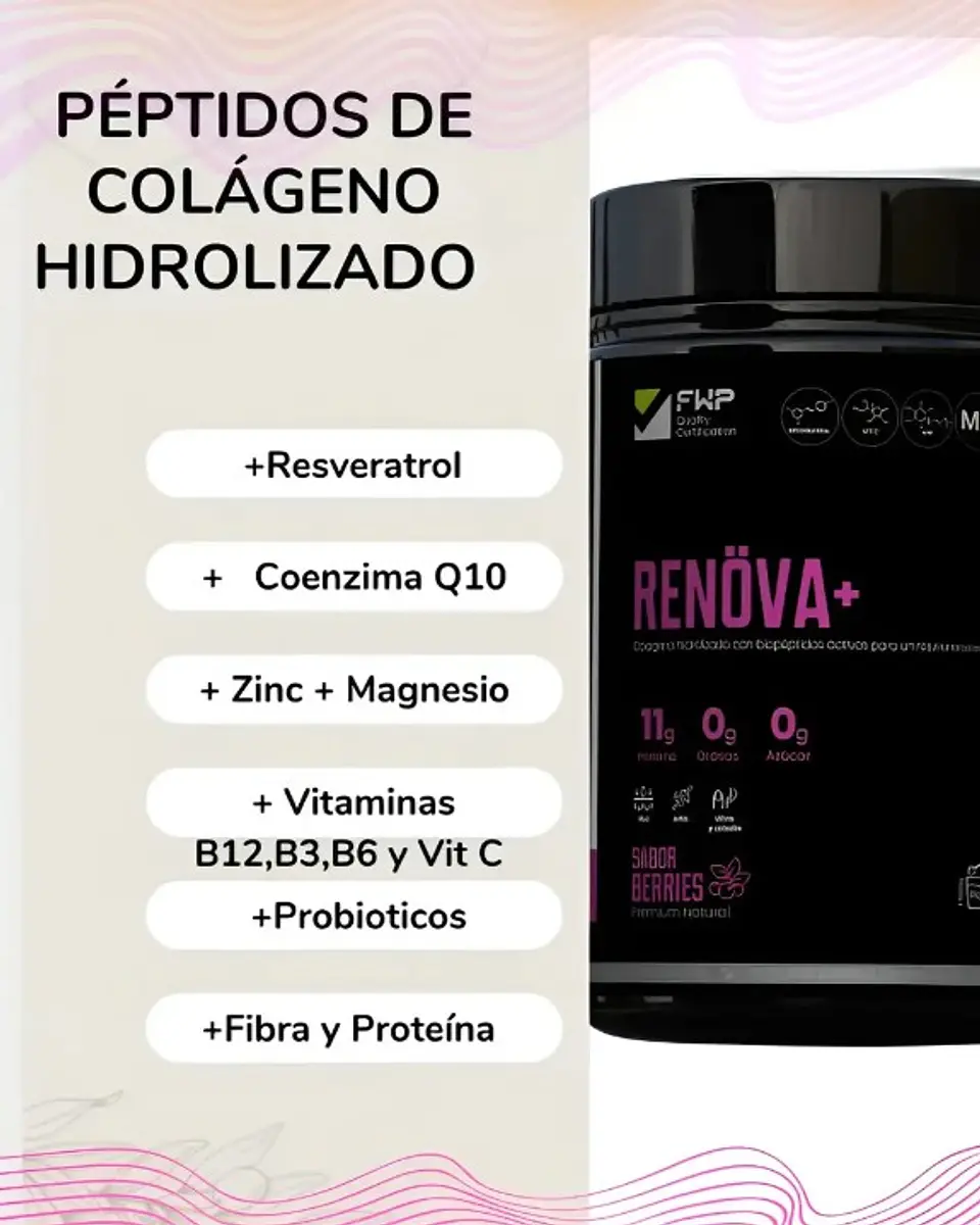 COLAGENO RENOVA ORIGINAL FWP Q10 RESVERATROL ZINC, MAGNASIO 2