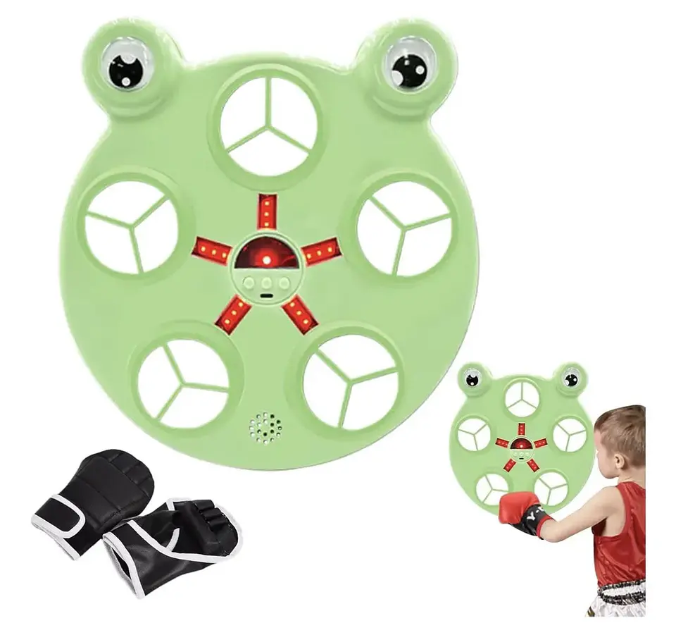  MÁQUINA DE BOXEO MUSICAL INFANTIL CON GUANTES RANA LED 1
