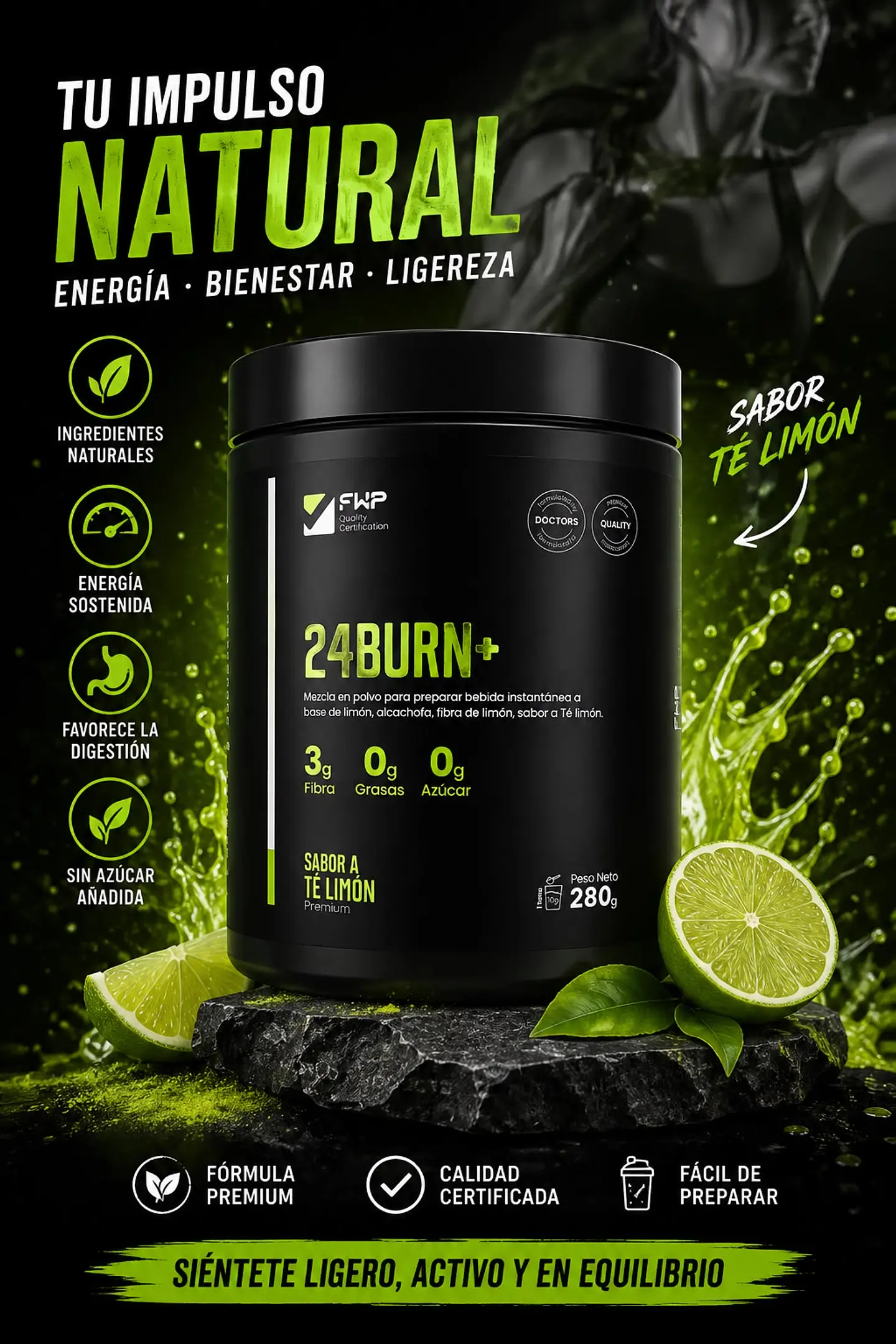 FWP TERMOGÉNICO 24BURN+ SABOR TÉ LIMÓN (280G) 3