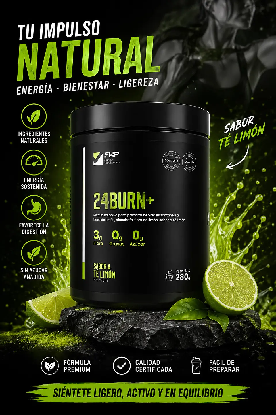 FWP TERMOGÉNICO 24BURN+ SABOR TÉ LIMÓN (280G) 3