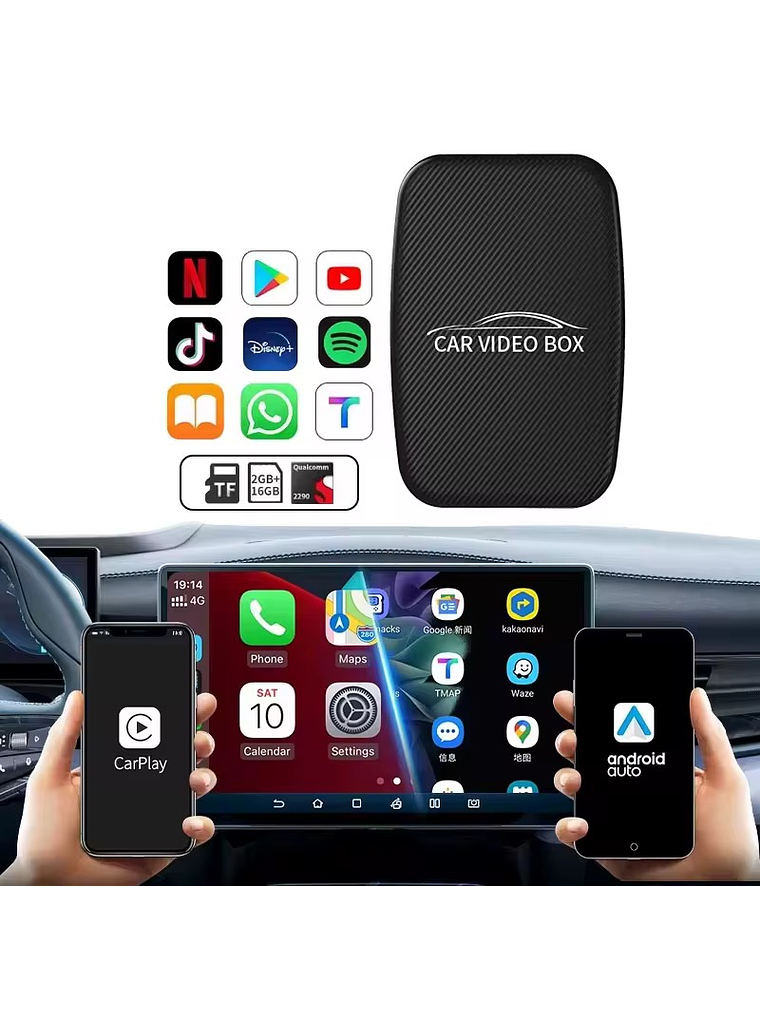 Adaptador inalámbrico CarPlay Android Auto +YouTube y Netflix  5