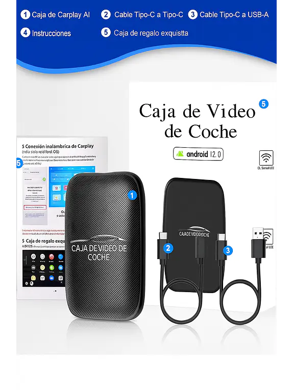 Adaptador inalámbrico CarPlay Android Auto +YouTube y Netflix  7
