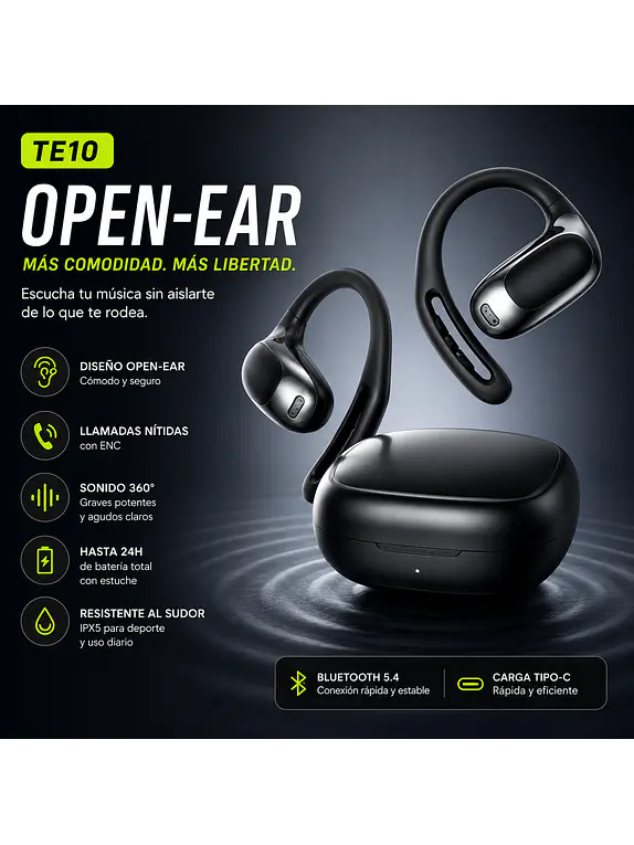 Audífonos Open Ear Bluetooth 5.4 Deportivos TE10 2