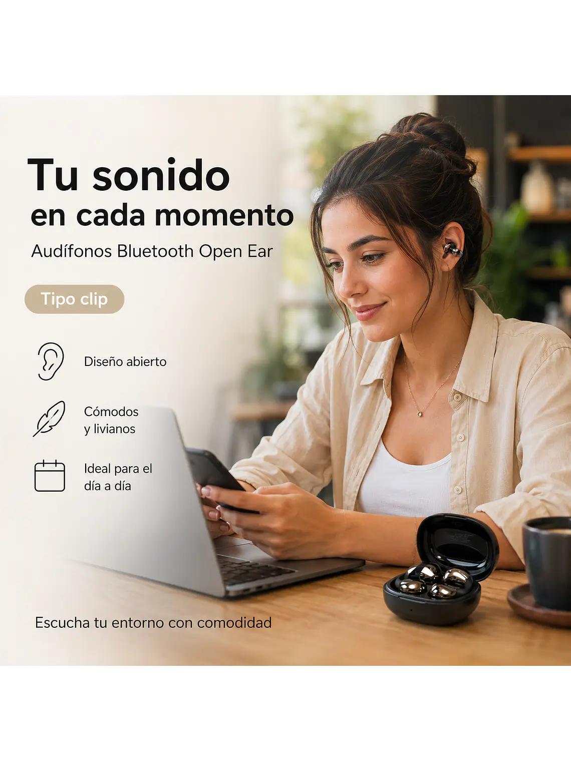 Audífonos Open Ear Clip Bluetooth TS22 Inalámbricos 3