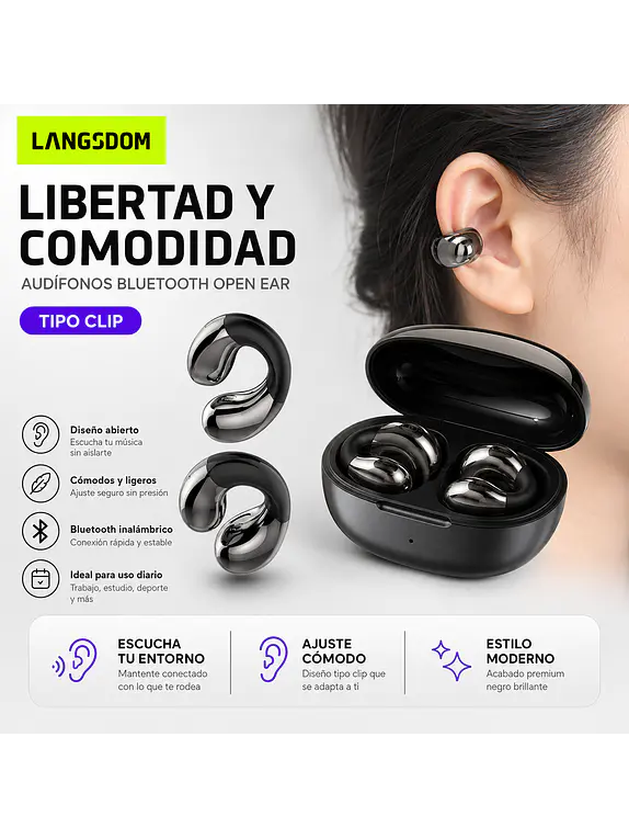 Audífonos Open Ear Clip Langsdom TS22 Bluetooth 5