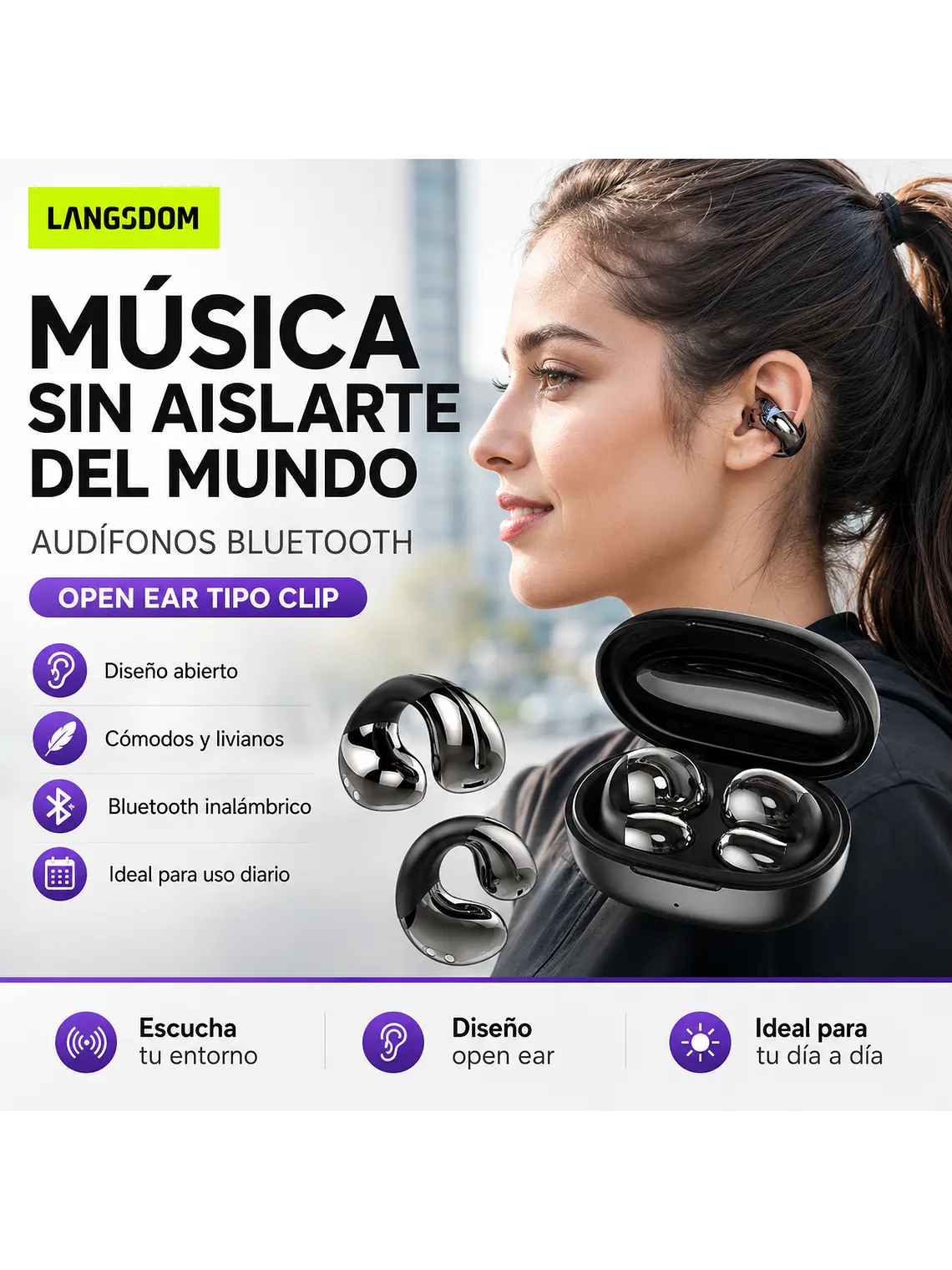 Audífonos Open Ear Clip Bluetooth TS22 Inalámbricos 7