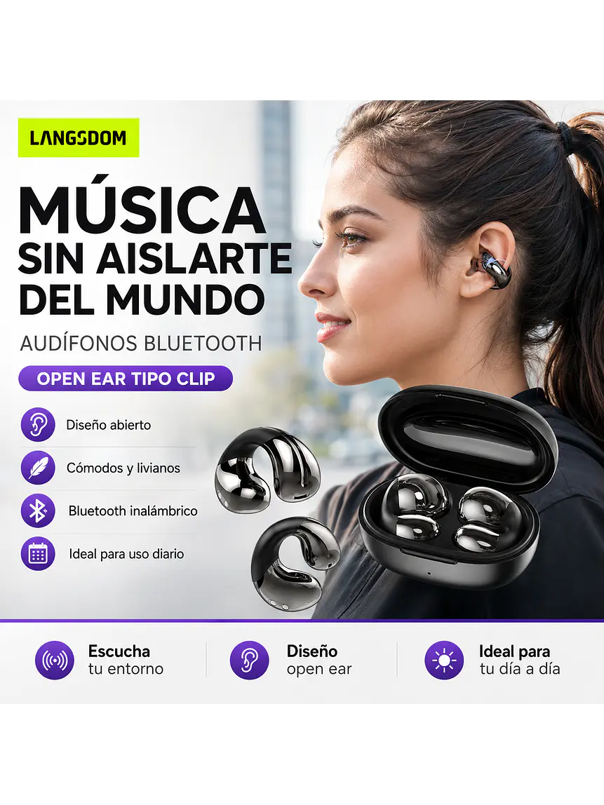 Audífonos Open Ear Clip Langsdom TS22 Bluetooth 7
