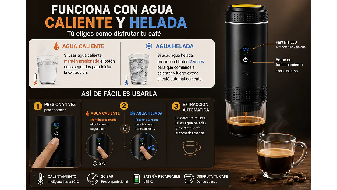 Cafetera Espresso Portátil 20 Bar — Espresso Real Donde Quieras, Sin Enchufes 5