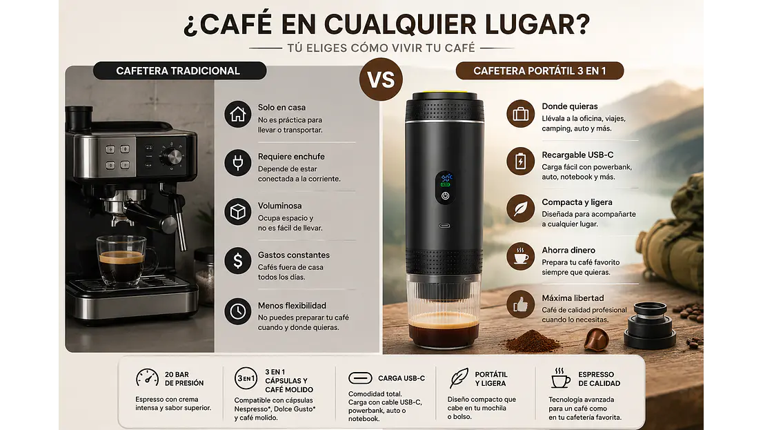 Cafetera Espresso Portátil 20 Bar — Espresso Real Donde Quieras, Sin Enchufes 3