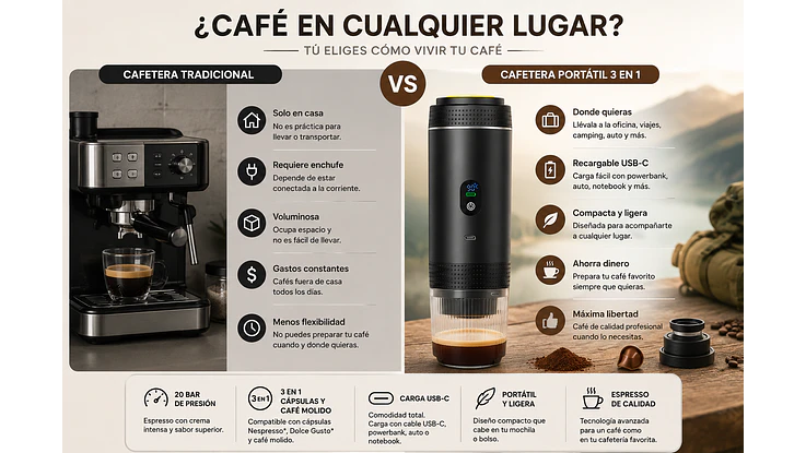 Cafetera Espresso Portátil 20 Bar — Espresso Real Donde Quieras, Sin Enchufes 3