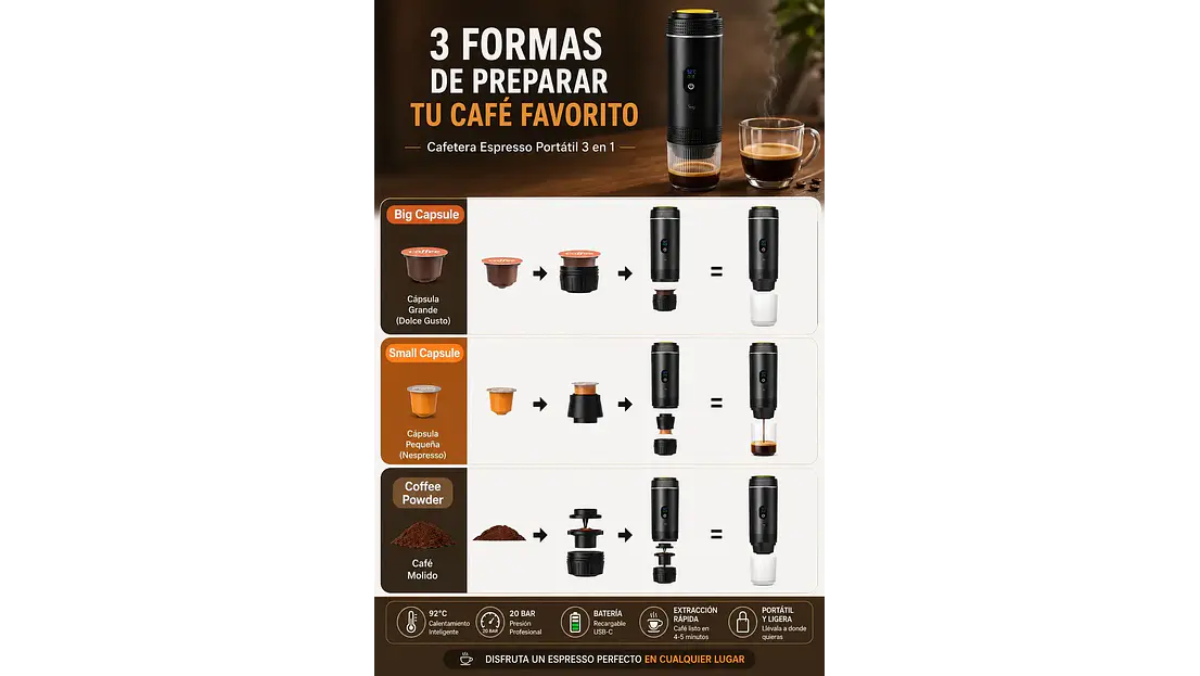 Cafetera Espresso Portátil 20 Bar — Espresso Real Donde Quieras, Sin Enchufes 4