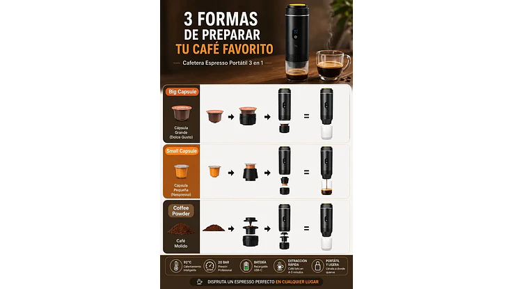 Cafetera Espresso Portátil 20 Bar — Espresso Real Donde Quieras, Sin Enchufes 4