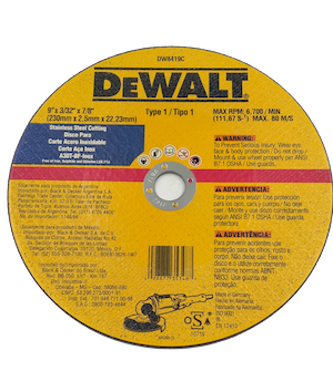 DISCO DE CORTE AC/INOX 9" DEWALT (DW8419C)