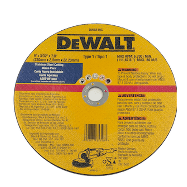 DISCO DE CORTE AC/INOX 9