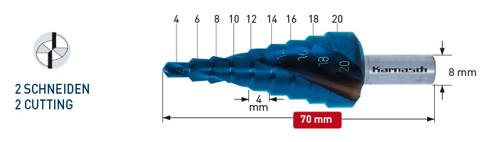 BROCA ESCALONADA BLU-TEC 4 - 20MM