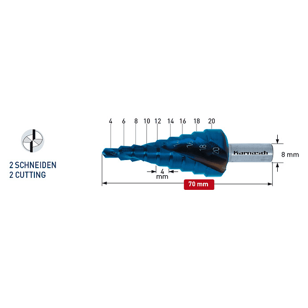 BROCA ESCALONADA BLU-TEC 4 - 20MM