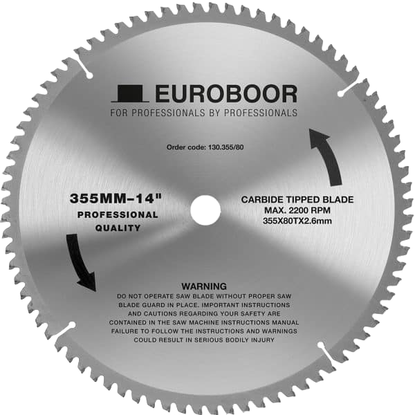 Disco de corte de metal 355mm 14" Aluminio marca Euroboor procedencia Holanda