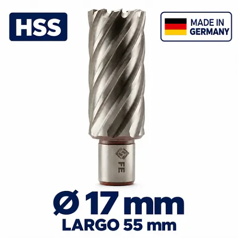 Fresa Anular HSS 17mm Largo 55mm FE PowerTools Alemana