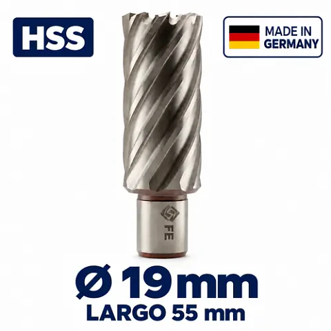 Fresa Anular HSS 19mm Largo 55mm FE PowerTools Alemana