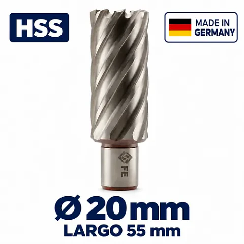 Fresa Anular HSS 20mm Largo 55mm FE PowerTools Alemana