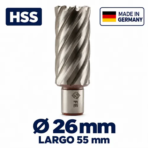 Fresa Anular HSS 26mm Largo 55mm FE PowerTools Alemana