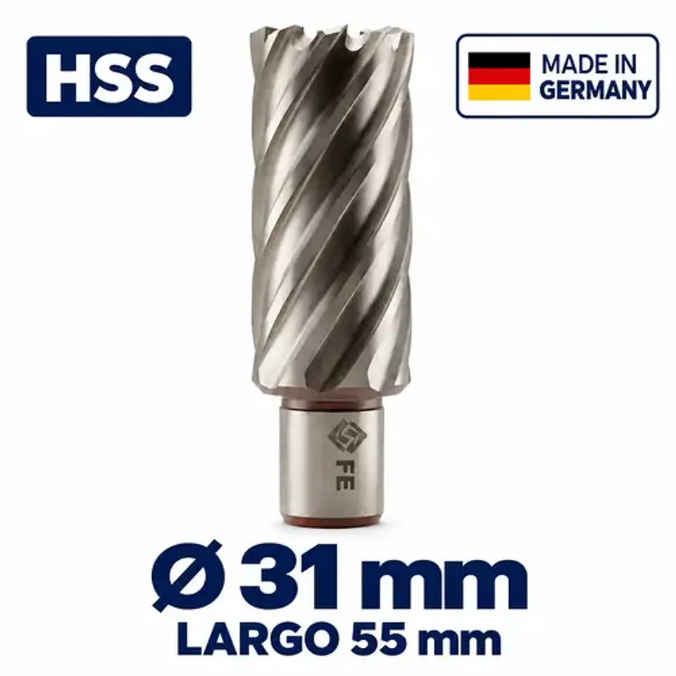 Fresa Anular HSS 31mm Largo 55mm FE PowerTools Alemana 1