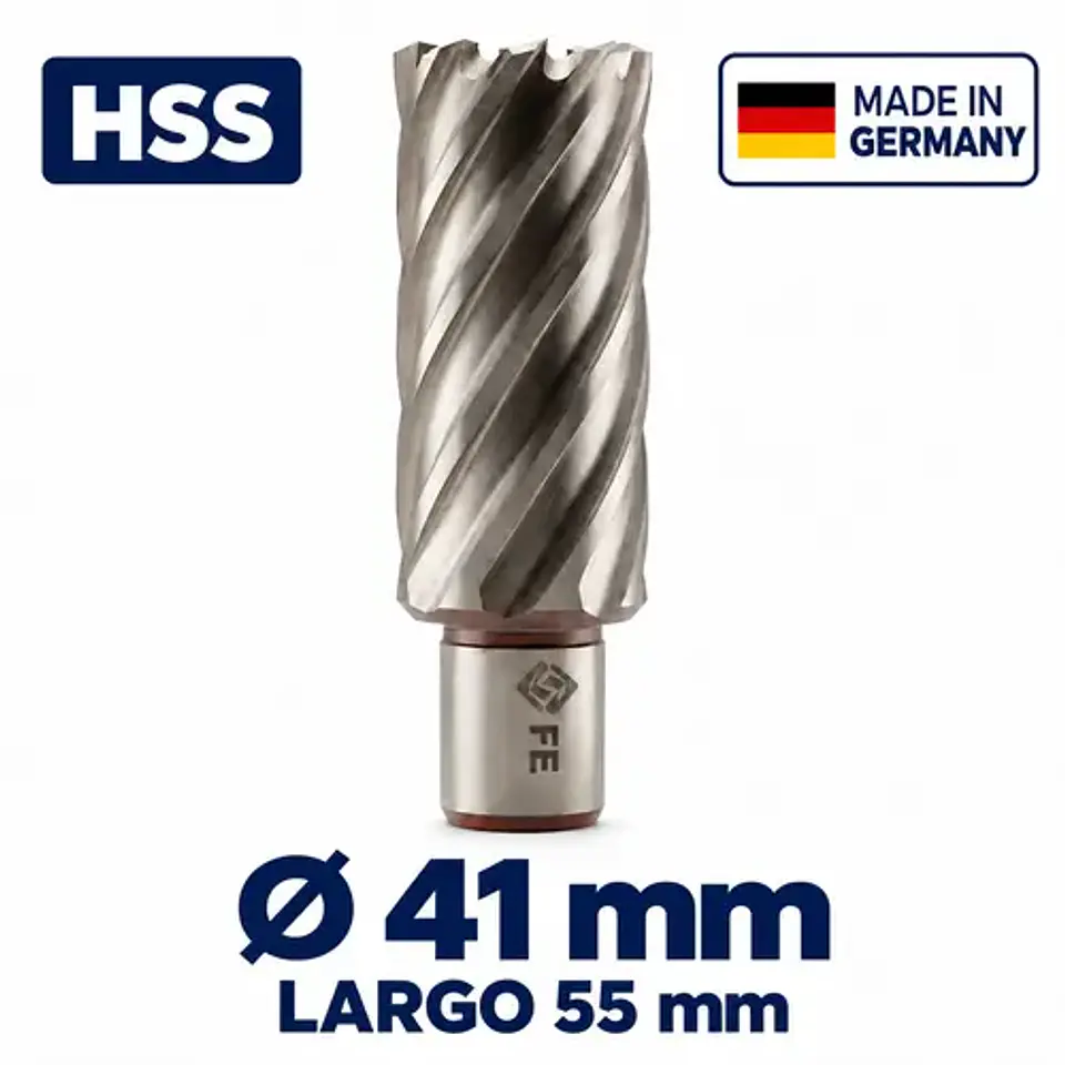 Fresa Anular HSS 41mm Largo 55mm FE PowerTools Alemana 1