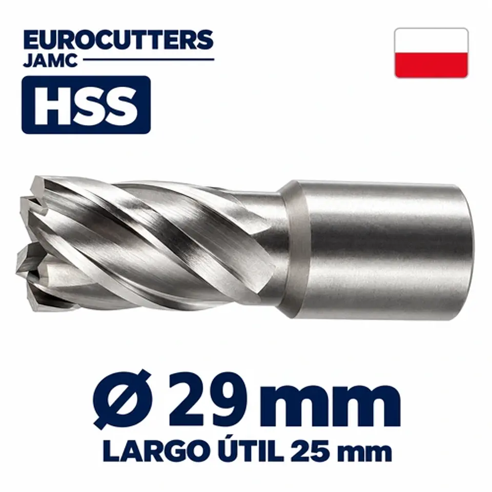 Fresa Anular HSS Acero Rápido 29mm x 25mm Eurocutters 1