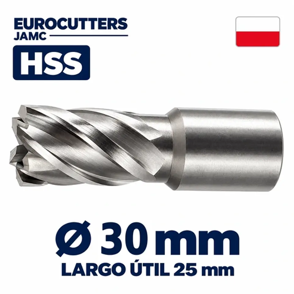Fresa Anular HSS Acero Rápido 30mm x 25mm Eurocutters 1